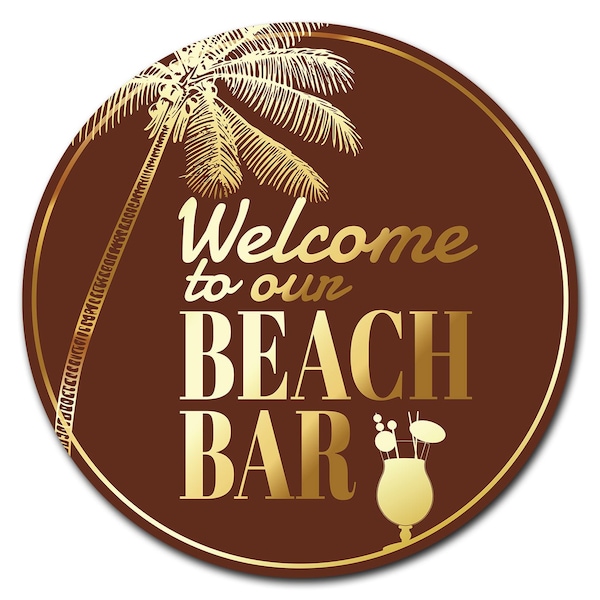 Signmission Beach Bar Circle Corrugated Plastic Sign C-16-CIR-WS-Beach bar - main